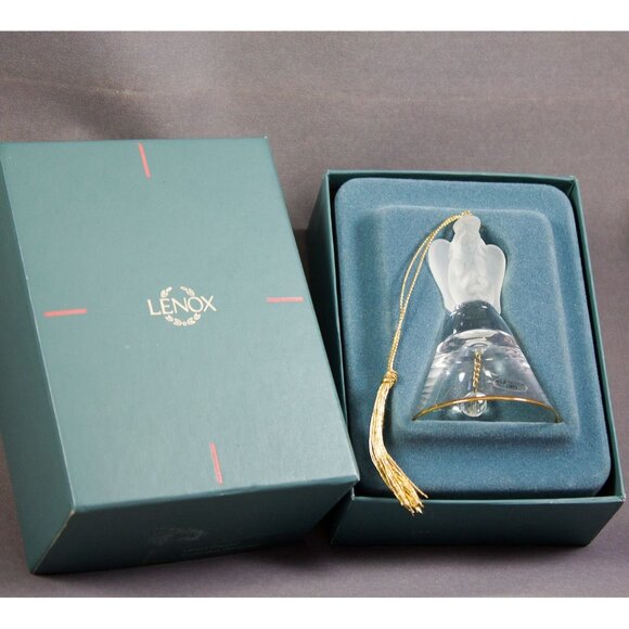 Lenox Crystal Frosted Angel Bell Ornament with Original Box 1989 - Picture 10 of 10